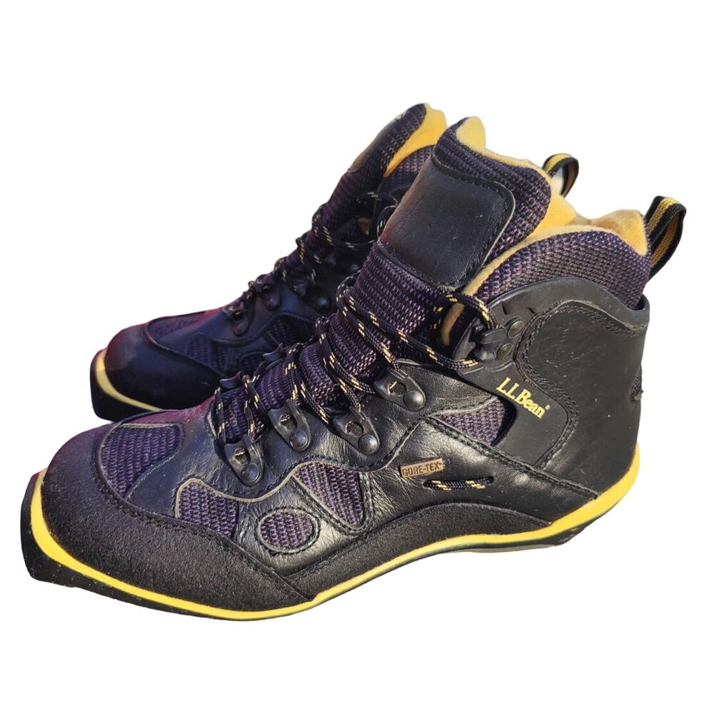 vintage black and yellow l.l bean ski boots sz 9